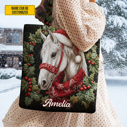 Christmas Horse - Personalized Horse Tote Bag