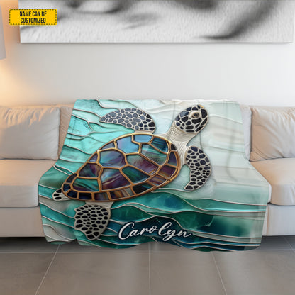 Ocean Turtle - Personalized Turtle Blanket