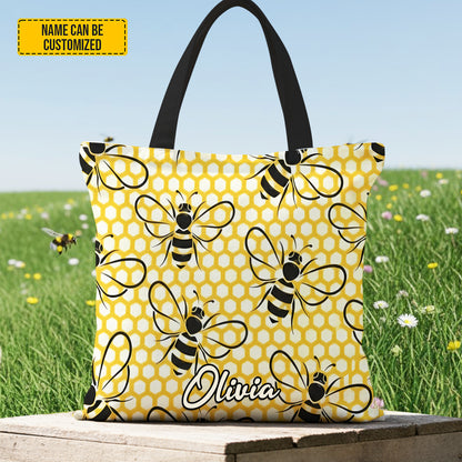 Personalized Bee Pattern Tote Bag