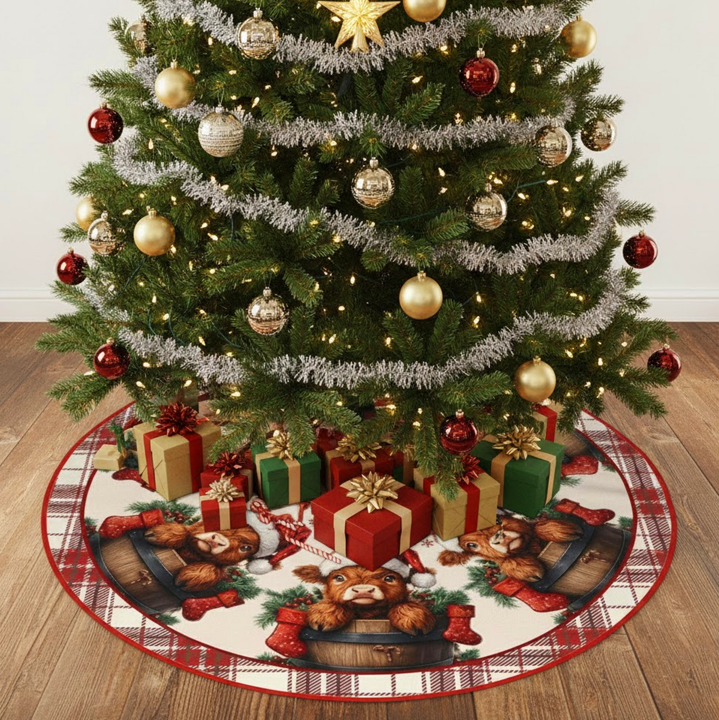 Highland Cow Christmas Tree Skirt