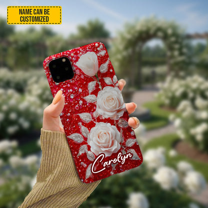 Personalized Red & White Rose Phone Case