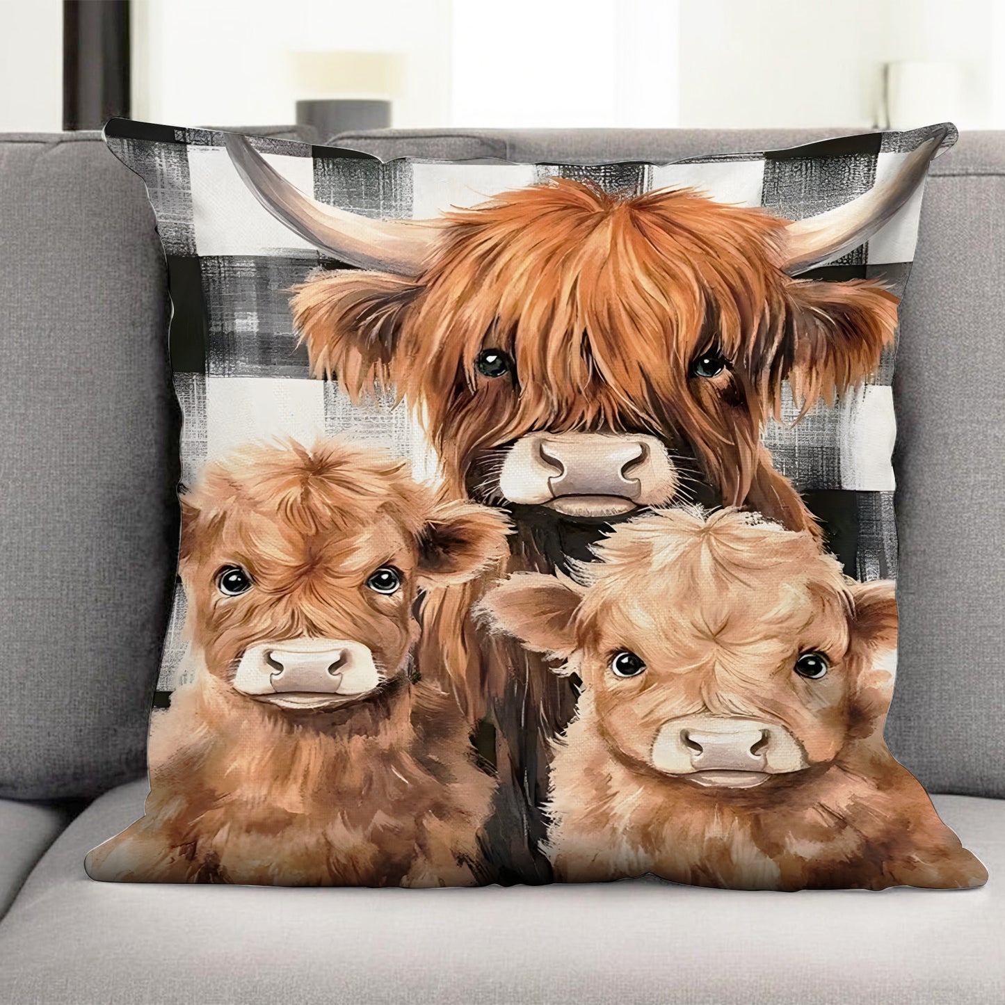 Highland Cow Family Pillow