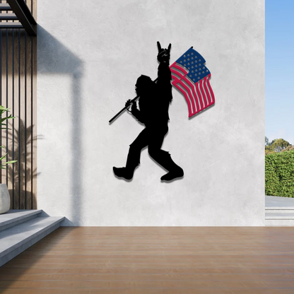 Rockin’ in the USA – Bigfoot Flag Metal Sign