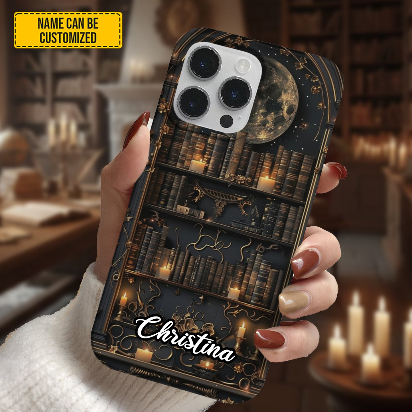 Personalized Gothic Library Moon Phone Case