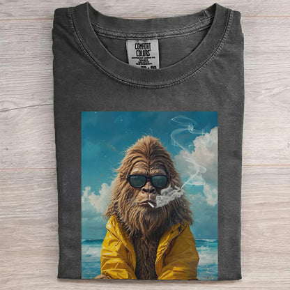 Too Cool To Squatch – Retro Bigfoot Beach Shirt