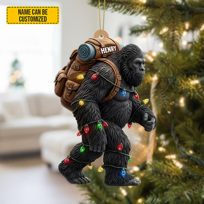 Personalized Bigfoot Hiker Christmas Acrylic Ornament