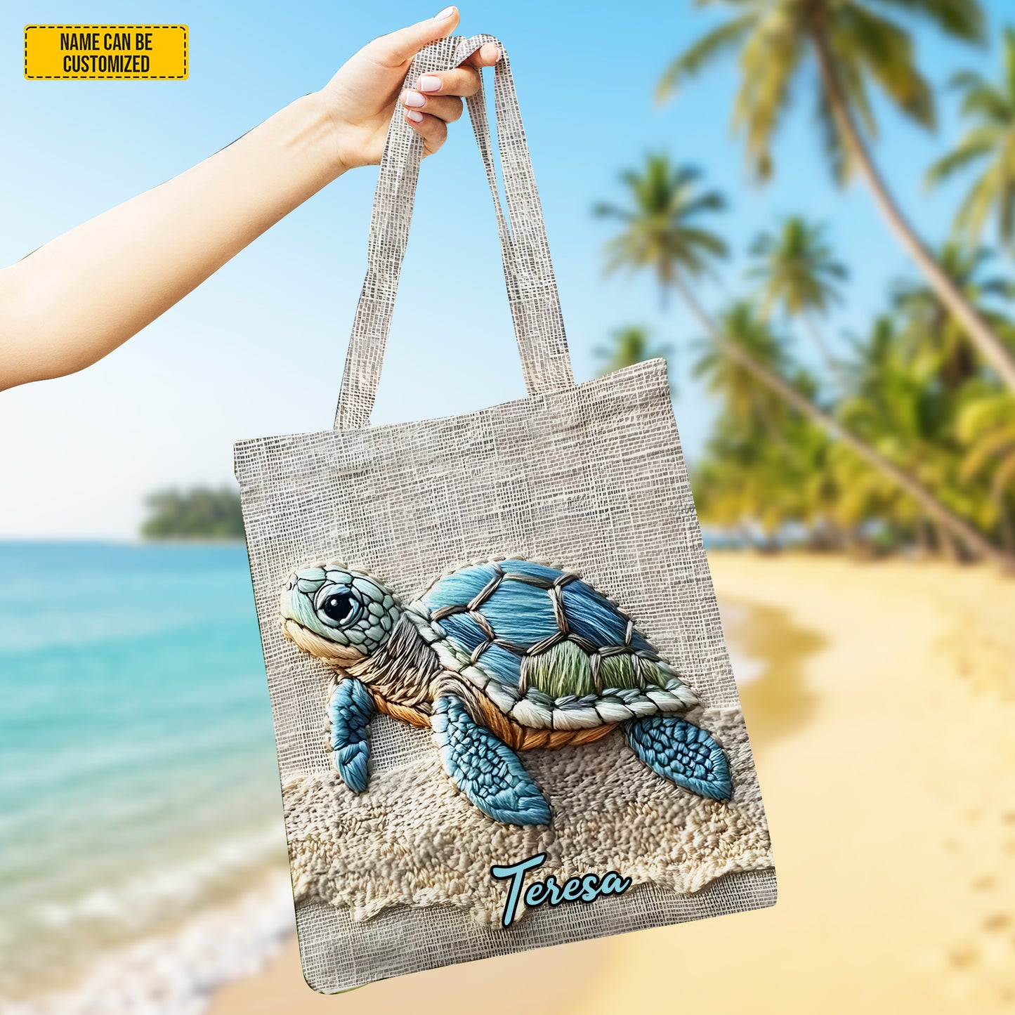 Personalized Sea Turtle Tote Bag