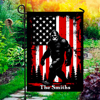 Personalized Patriotic Bigfoot American Garden Flag, House Flag