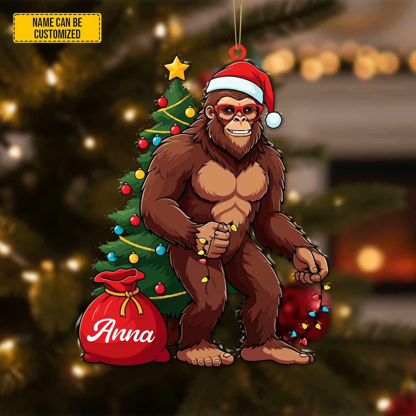 Personalized Cute Bigfoot Christmas Acrylic Ornament