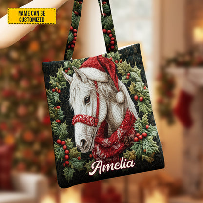 Christmas Horse - Personalized Horse Tote Bag
