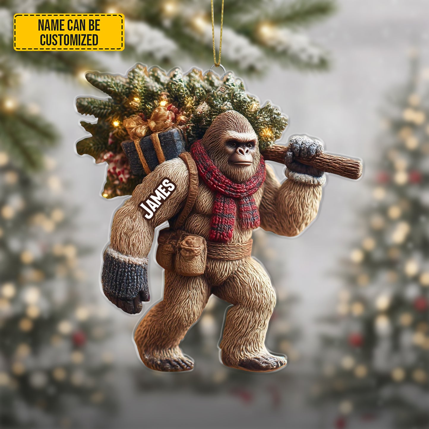 Personalized Bigfoot Christmas Acrylic Ornament