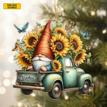 Personalized Gnome Truck Acrylic Ornament