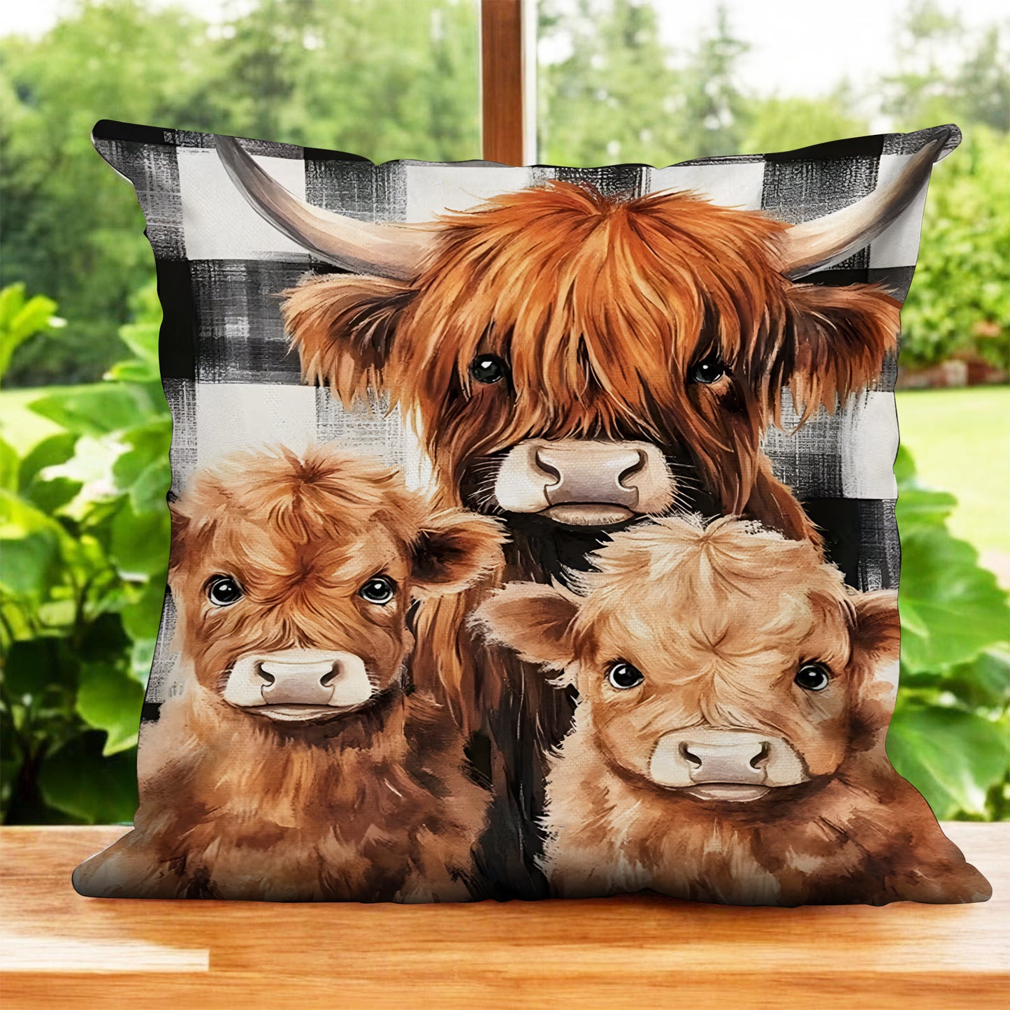 Highland Cow Family Pillow