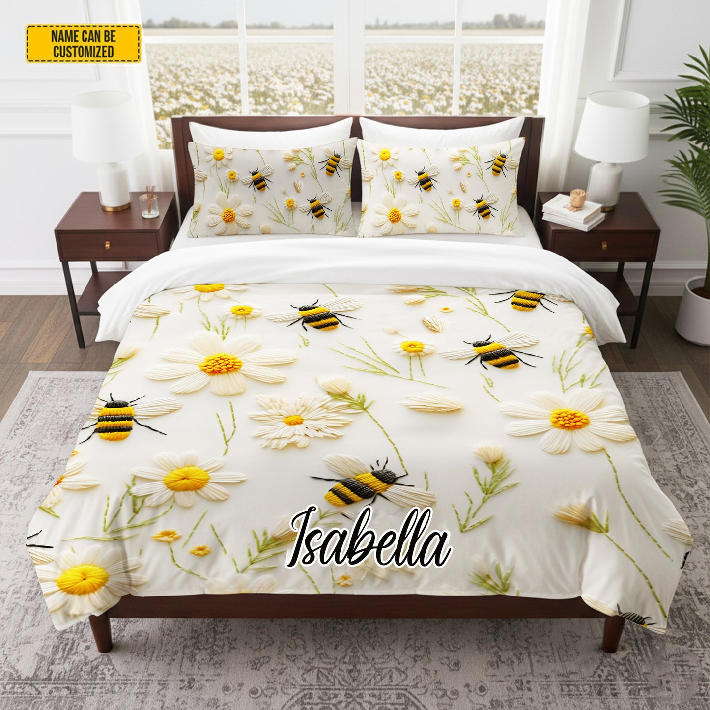 Personalize Bee & Daisy Bedding Set