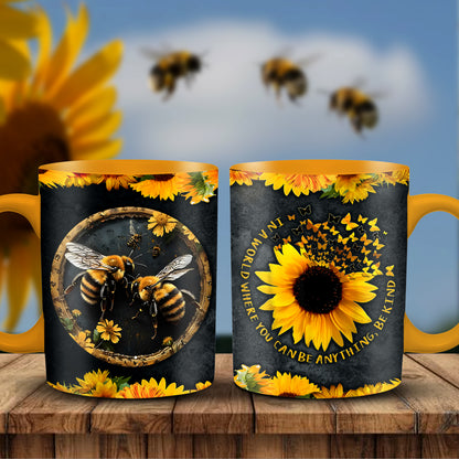 Bee Kind Sunflower Accent Mug