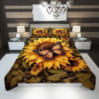 Personalize Sunflower and Butterfly Bedding Set
