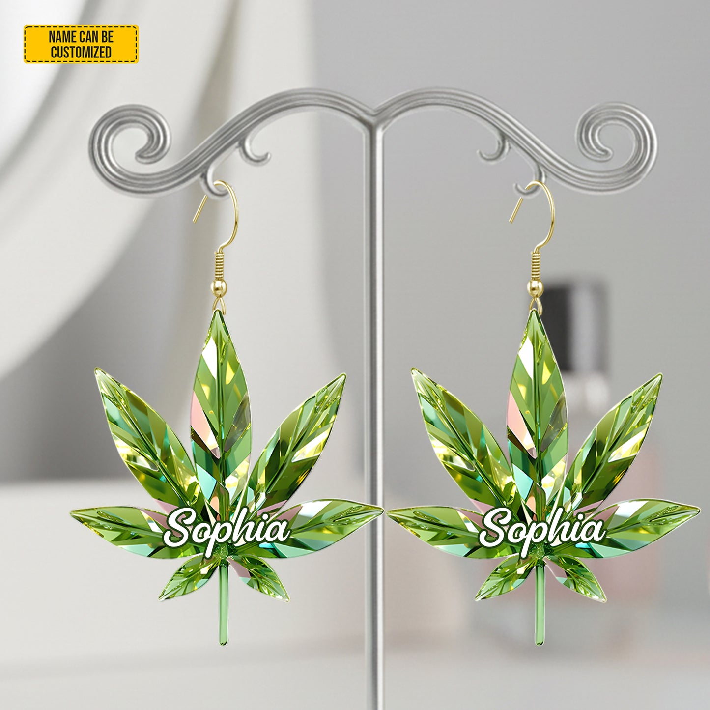 Personalized Colorful Weed Earrings