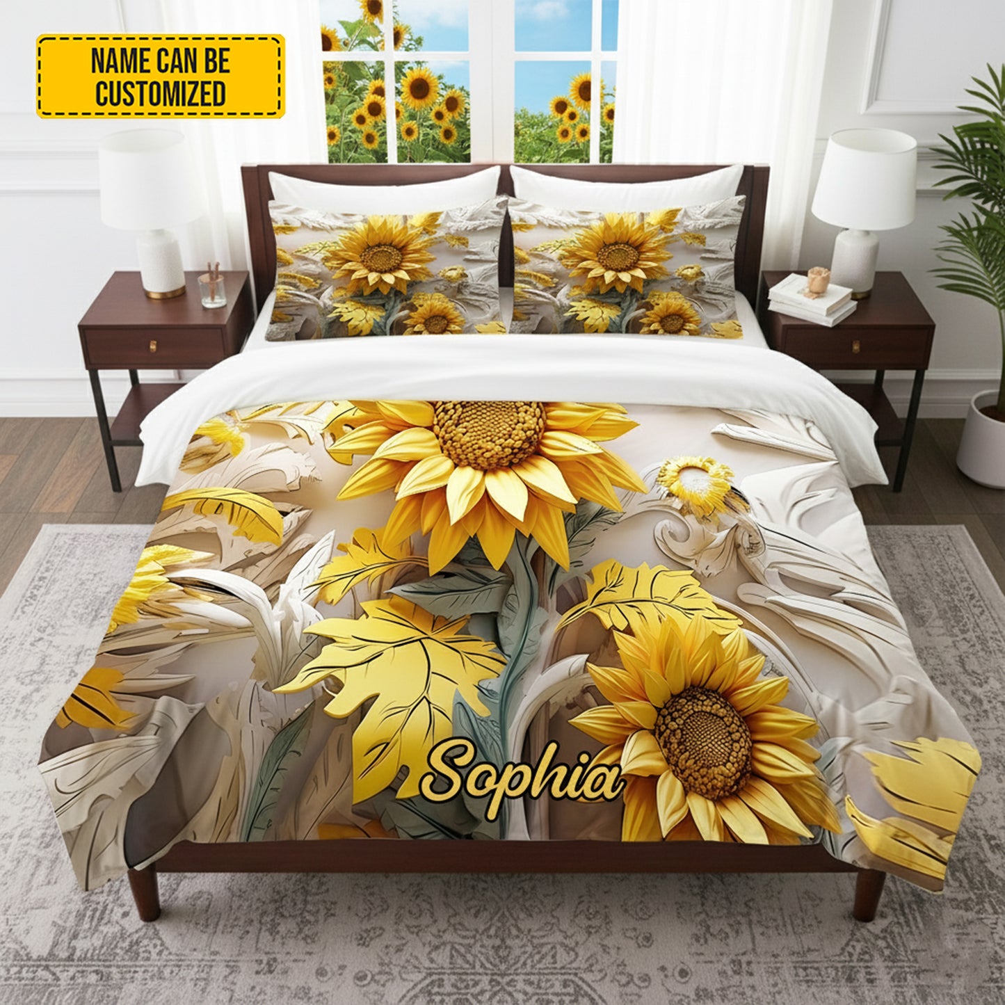 Personalize Beautiful Sunflower Bedding Set