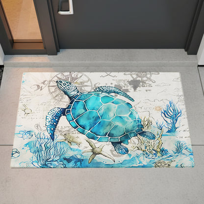 Ocean Blue Sea Turtle Doormat