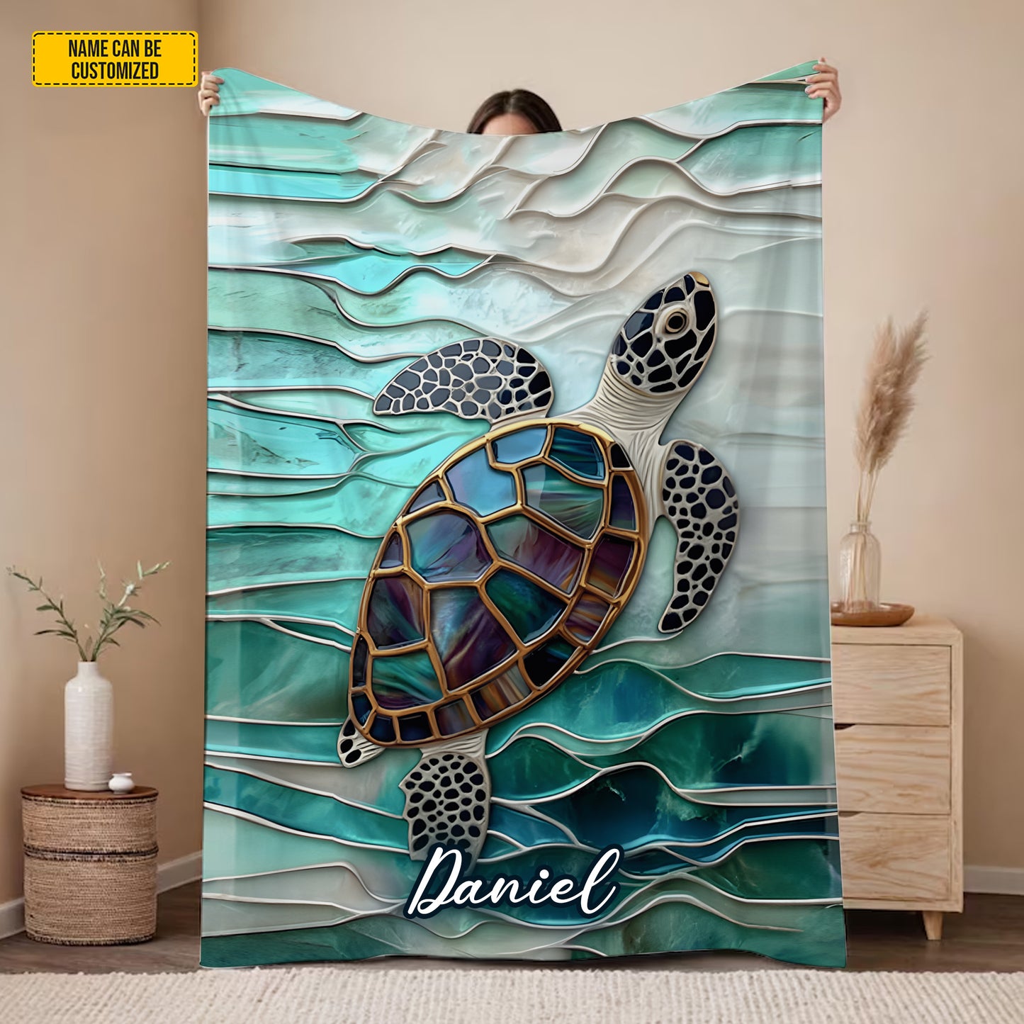 Ocean Turtle - Personalized Turtle Blanket