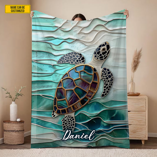 Ocean Turtle - Personalized Turtle Blanket