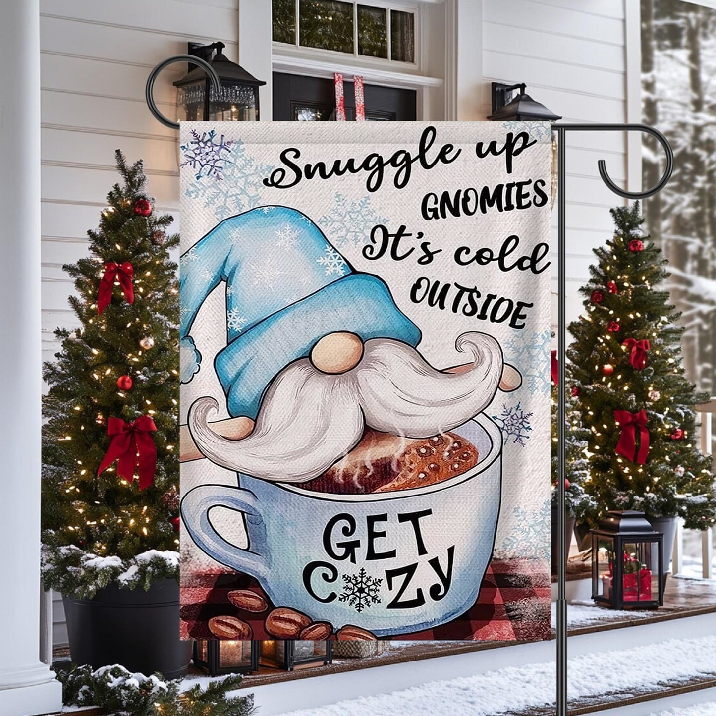 Get Cozy - Christmas Gnomies Garden Flag