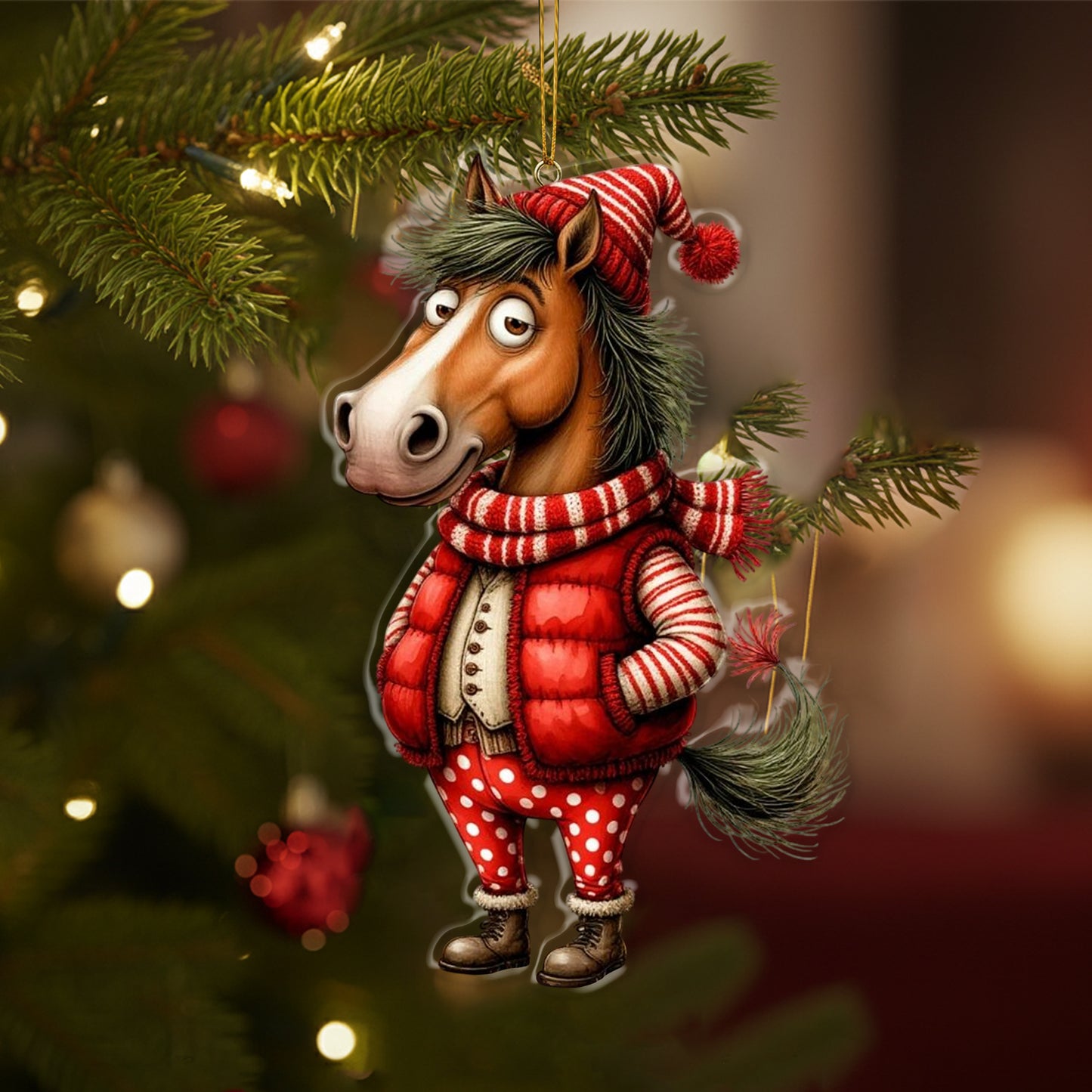 Funny Christmas Horse Ornament