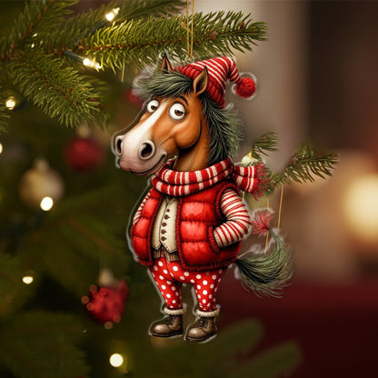 Funny Christmas Horse Ornament