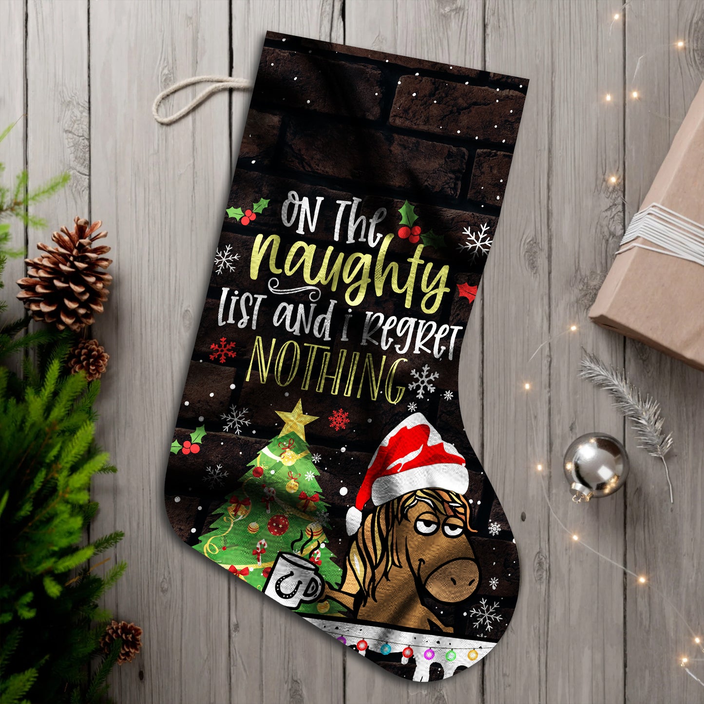 On The Naughty List And I Regret Nothing - Christmas Horse Stocking