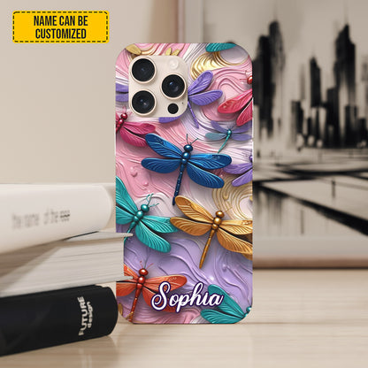 Colorful Dragonflies - Personalized Phone Case