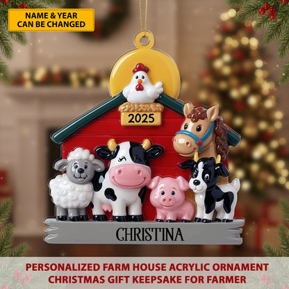 Personalized Farmhouse Christmas Acrylic Ornament