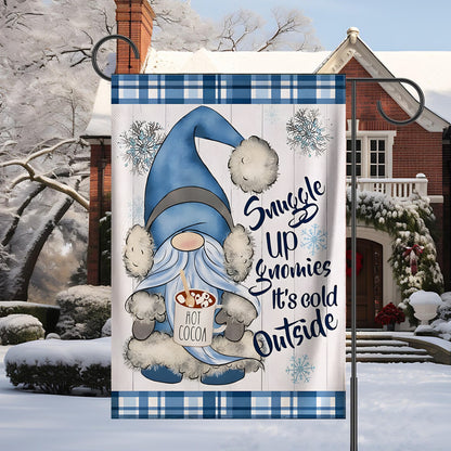 Snuggle Up Gnomies - Christmas Garden Flag