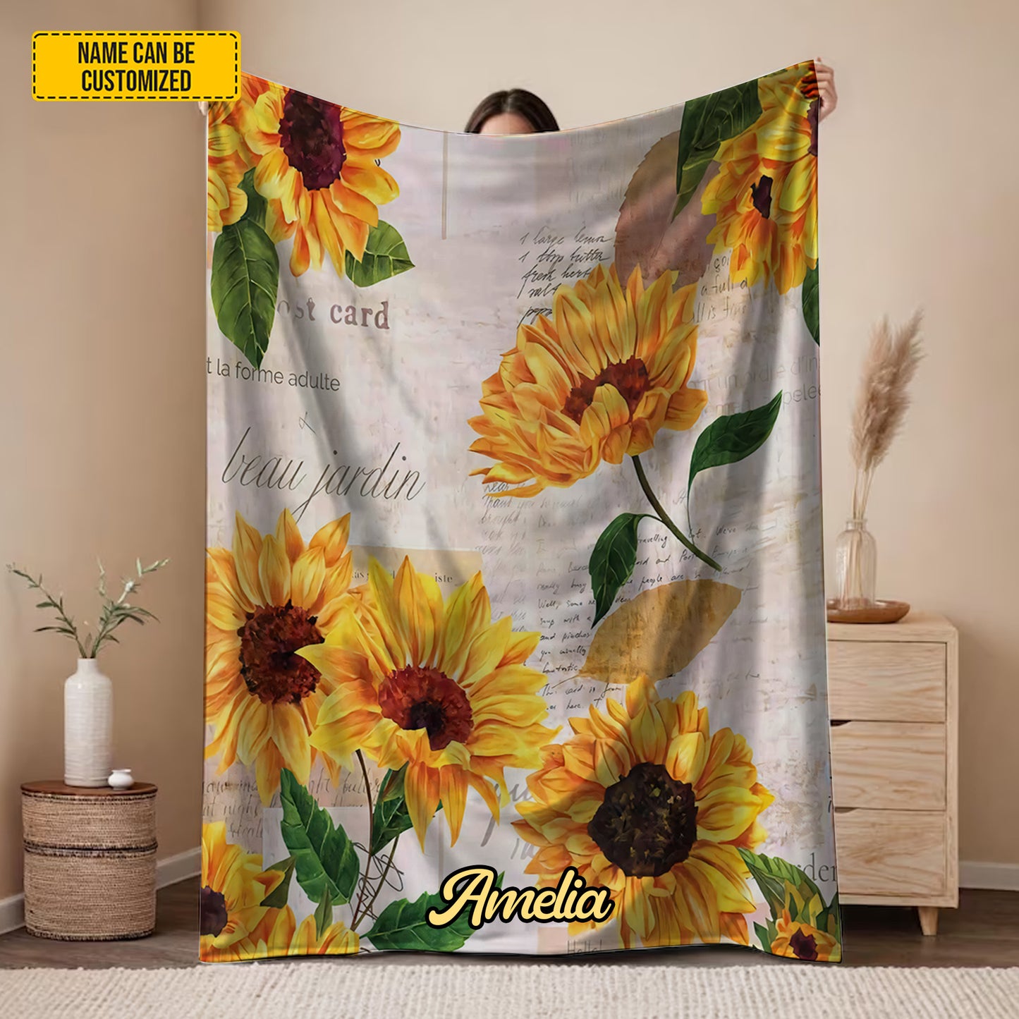 Personalized Beautiful Sunflower Blanket