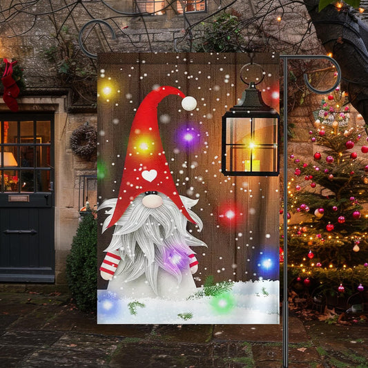 Christmas Gnome with Lantern – Holiday Garden Flag