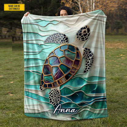 Ocean Turtle - Personalized Turtle Blanket