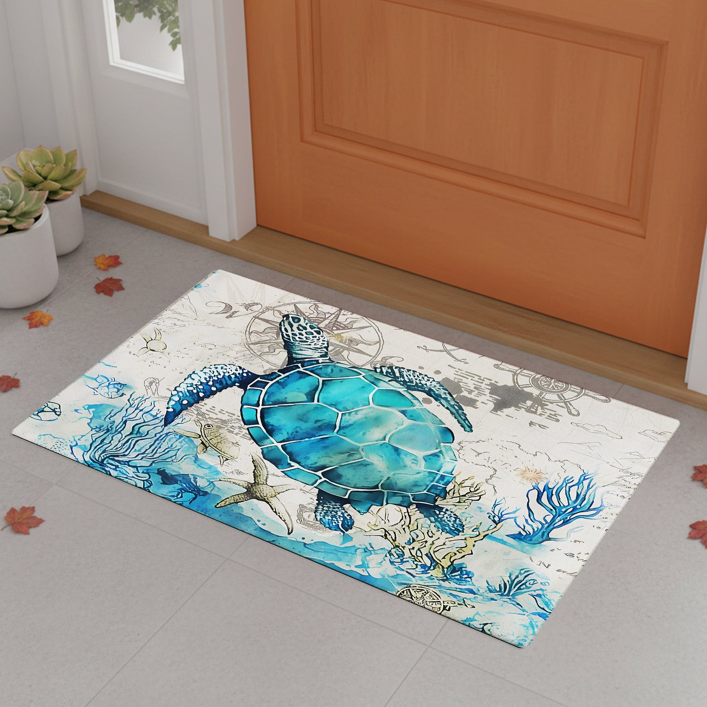 Ocean Blue Sea Turtle Doormat