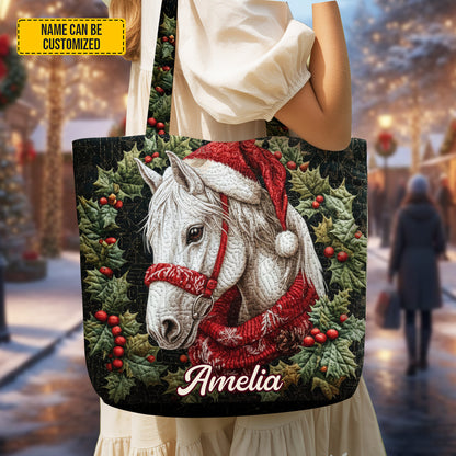 Christmas Horse - Personalized Horse Tote Bag