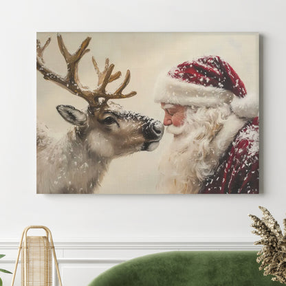 Reindeer and Santa- Canvas And Poster