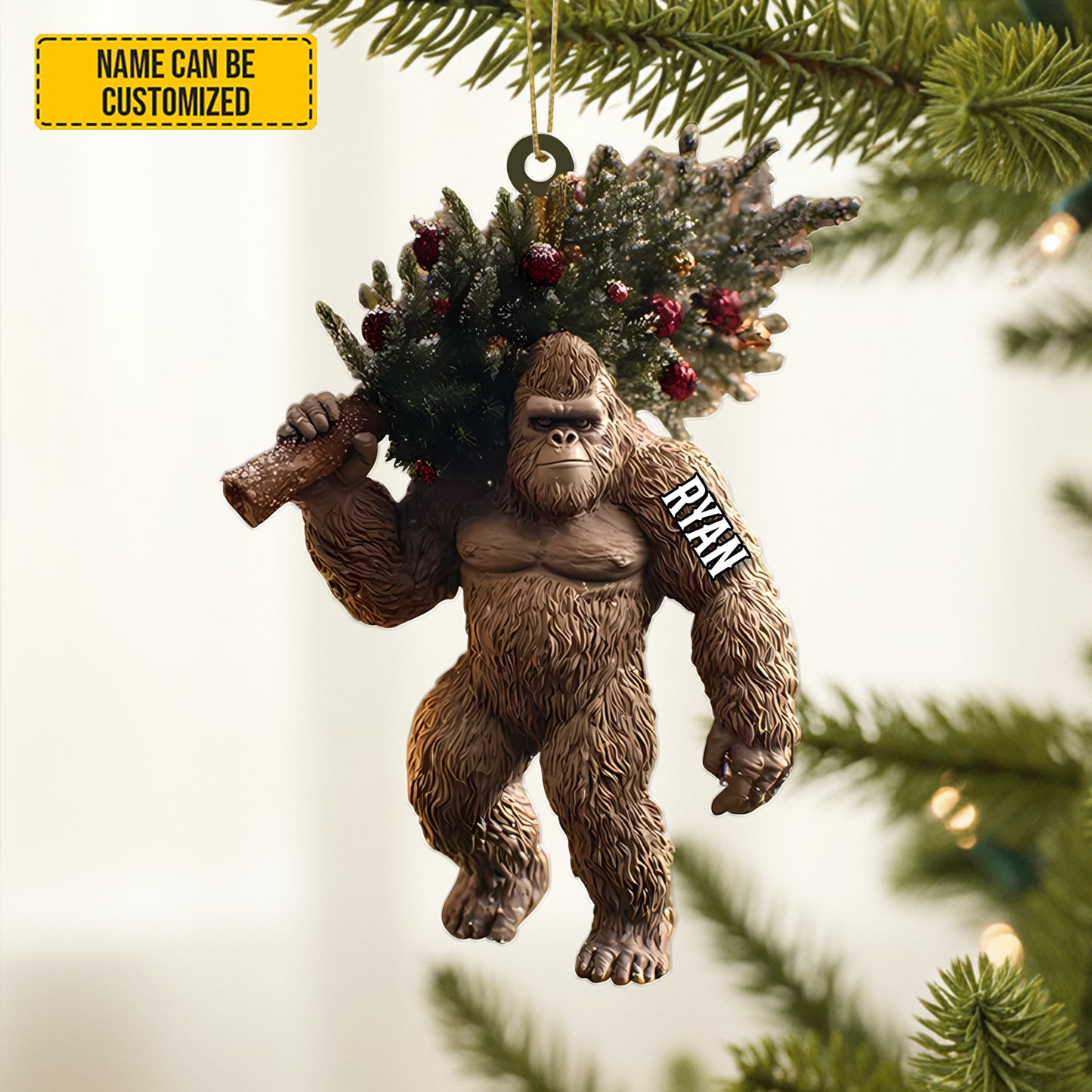 Personalized Funny Sasquatch Holiday Keepsake Acrylic Ornament