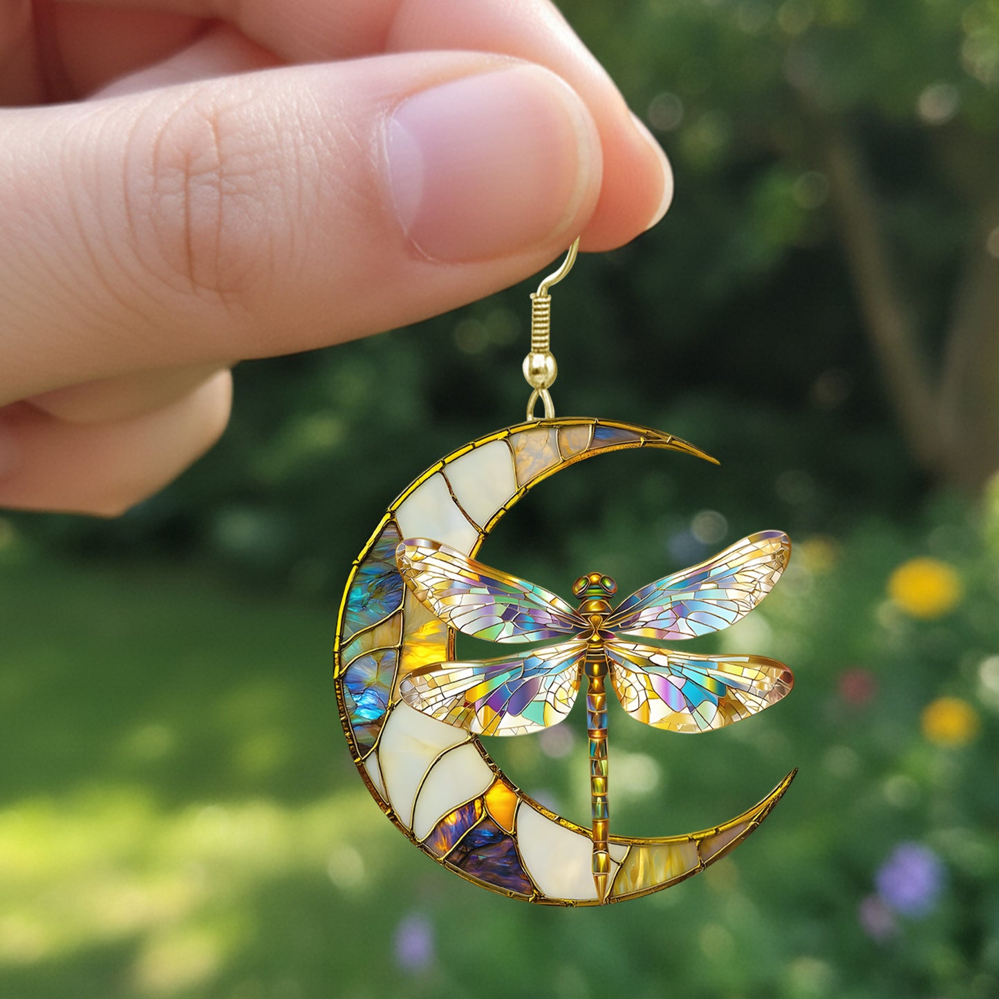 Dragonfly & Crescent Moon Earrings