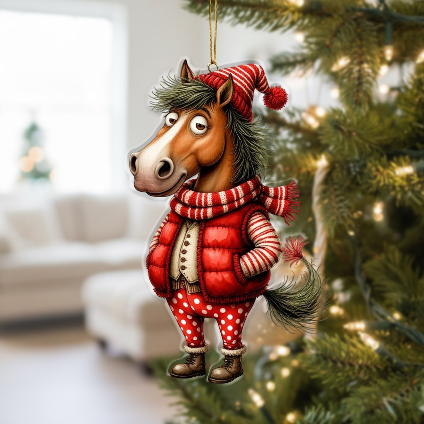 Funny Christmas Horse Ornament