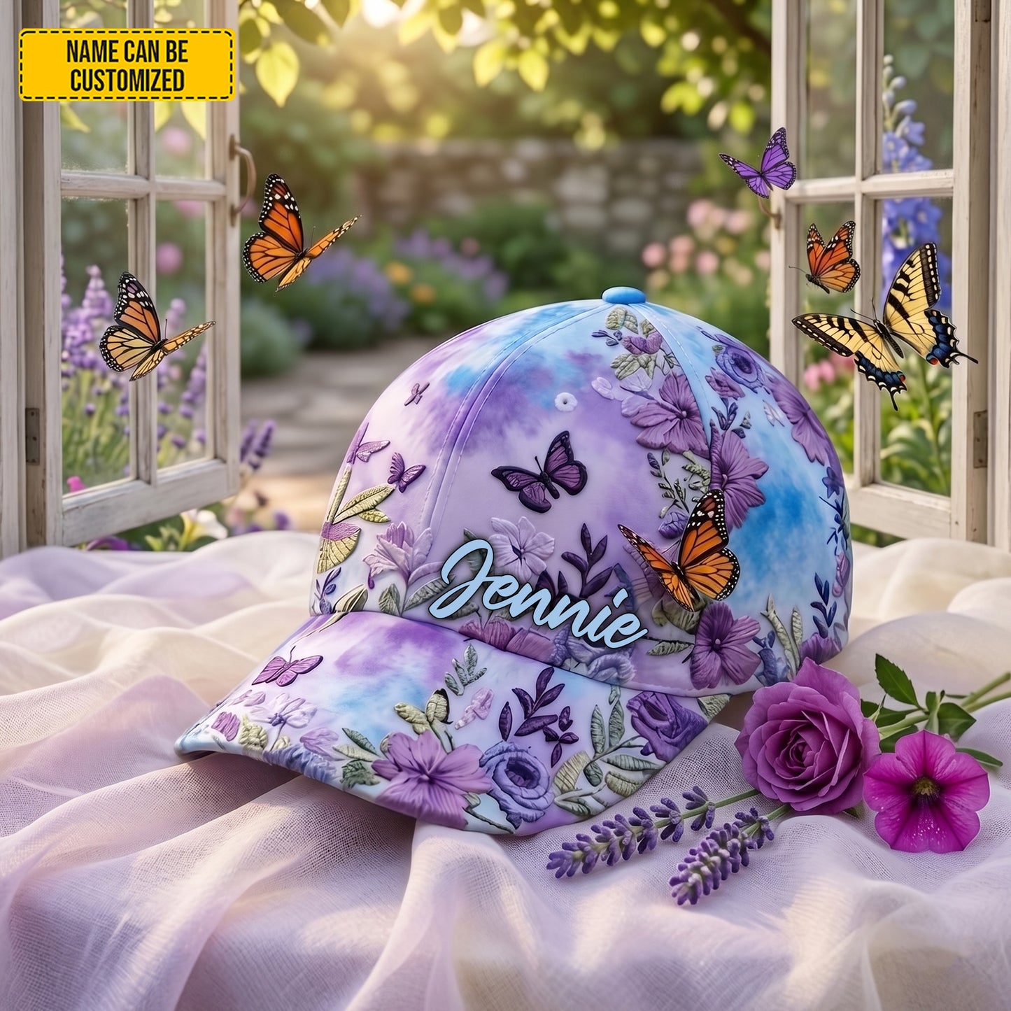 Personalized Floral Butterfly Classic Cap
