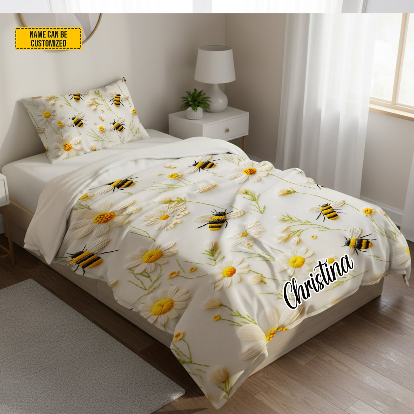 Personalize Bee & Daisy Bedding Set