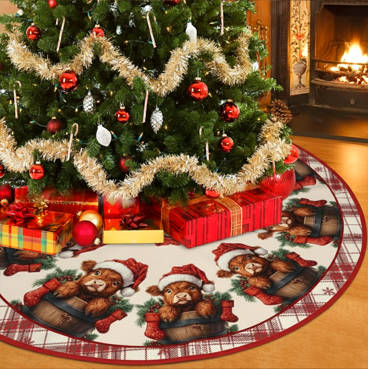 Highland Cow Christmas Tree Skirt