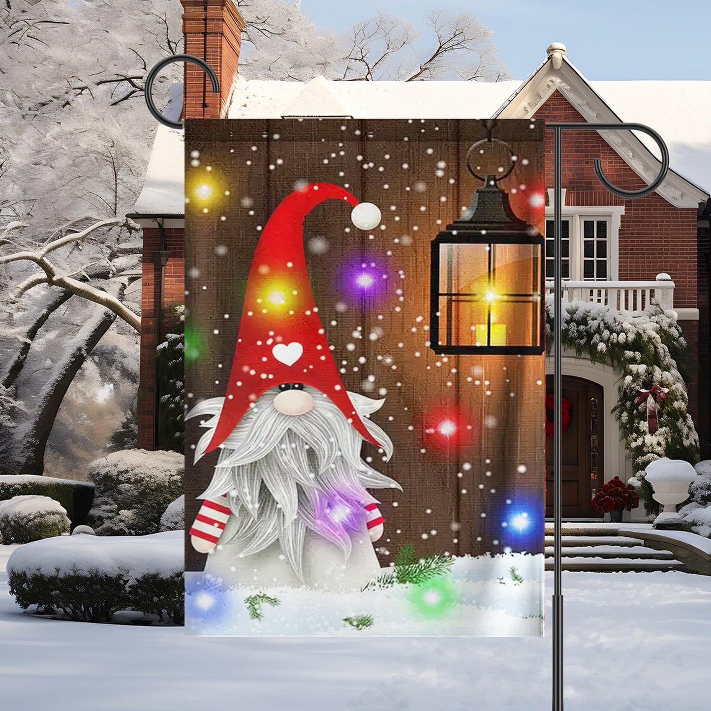 Christmas Gnome with Lantern – Holiday Garden Flag
