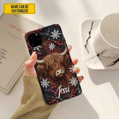 Personalized Highland Cow Christmas Phone Case