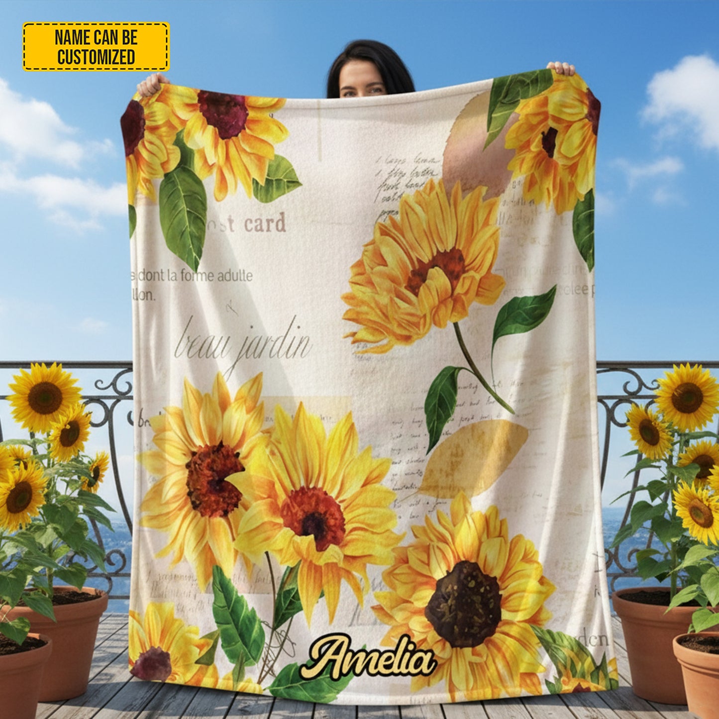 Personalized Beautiful Sunflower Blanket