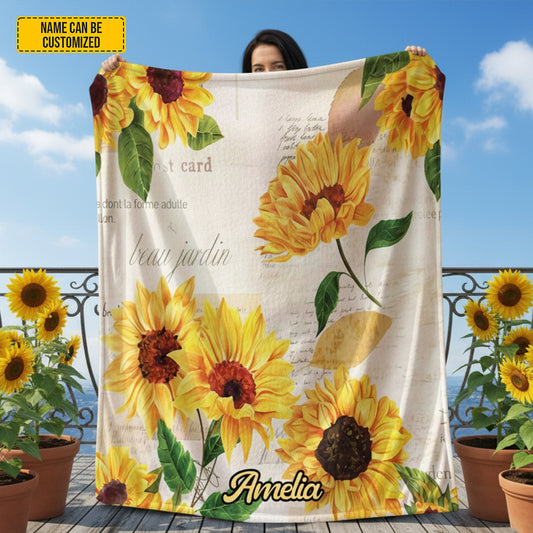 Personalized Beautiful Sunflower Blanket