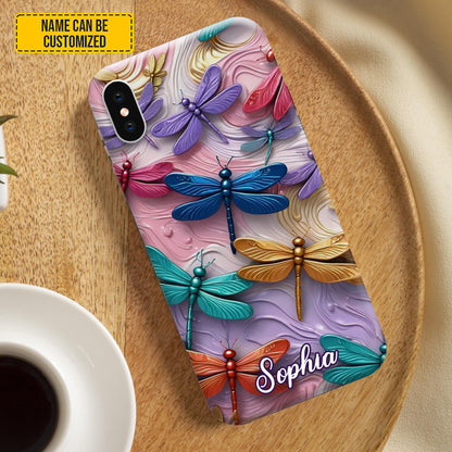Colorful Dragonflies - Personalized Phone Case