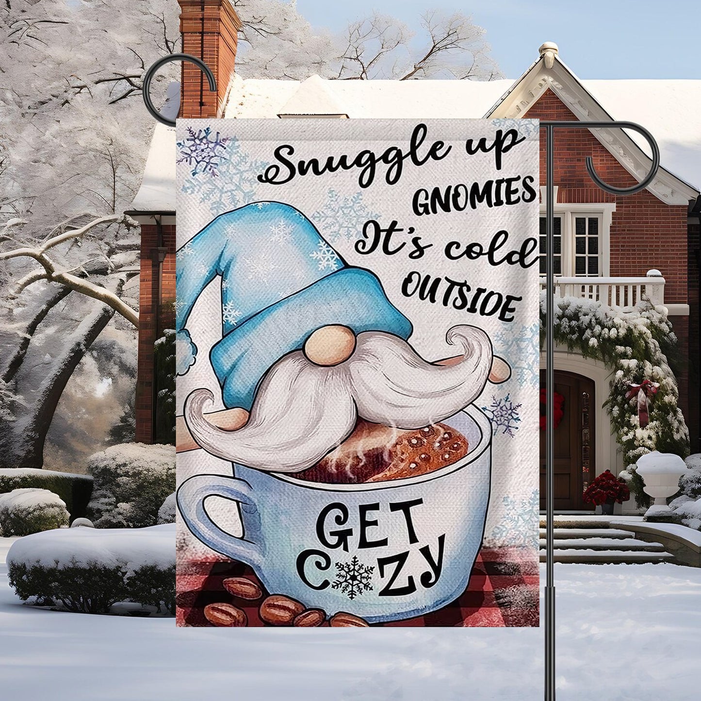 Get Cozy - Christmas Gnomies Garden Flag